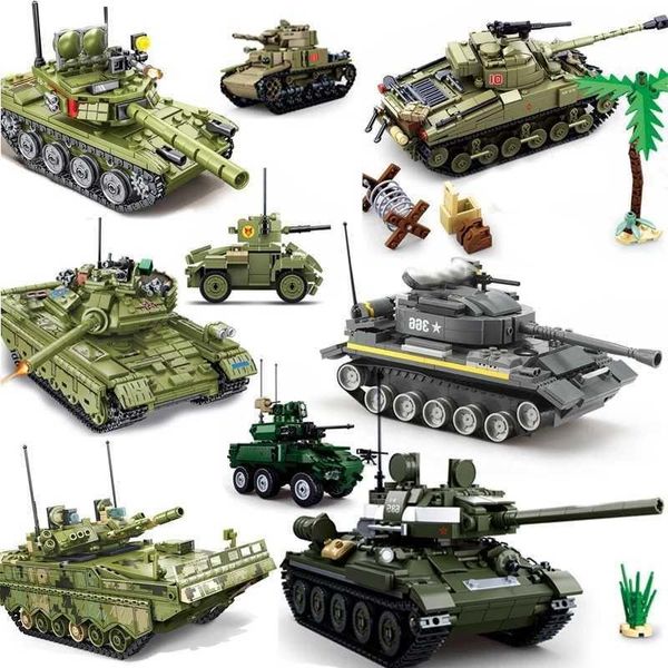 Modelo de policía militar T34 SWAT Tank City Army establece bloques de construcción de juguetes de bricolaje WX World Block War II Childrens SLDRT