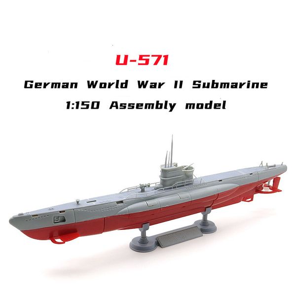 Jeu de modèles 1150 U-571 Modèle de sous-marin allemand de la Seconde Guerre mondiale U-581 Modèle d'assemblage de navire de guerre 230625