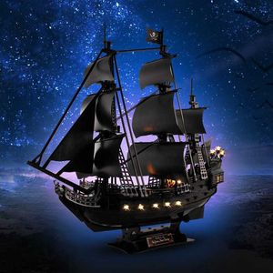 Modèle Ensemble 3D Puzzle En Trois Dimensions Black Pearl Pirate Ship Modèle Bricolage À La Main Carton Assemblage Jouets Enfants Adultes Cadeaux HKD230706