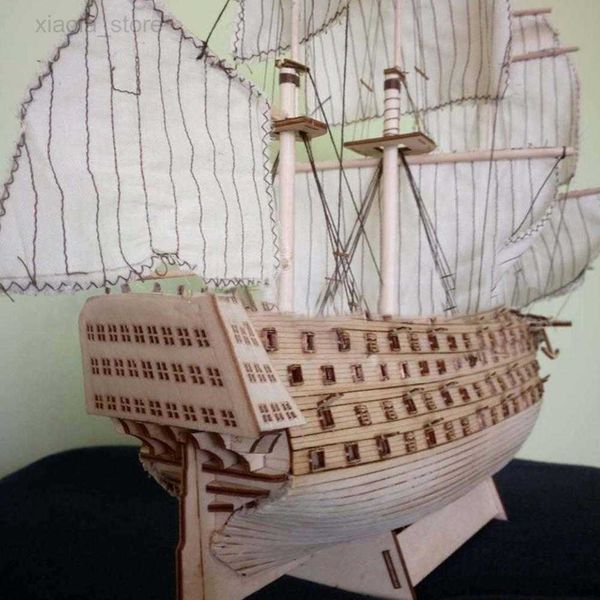 Juego de modelos DIY de madera ensamblada Victory Royal Navy Ship velero modelado juguete decoración montaje regalos Kit HKD230706