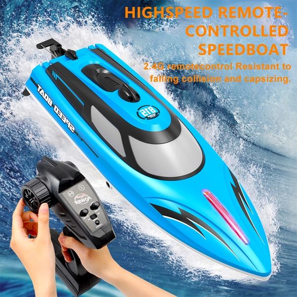 Modelo Set HJ815 Barco de control remoto Juguete eléctrico Lancha rápida de alta velocidad de alta potencia Impermeable ing Regalo para niños 230703