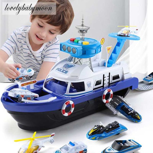 Modelo Set Niños Juguetes Simulación Pista Inercia Barco Diecasts Vehículos de juguete Música Historia Luz Juguete Modelo de barco Juguete Coche Estacionamiento Niños Juguetes HKD230706