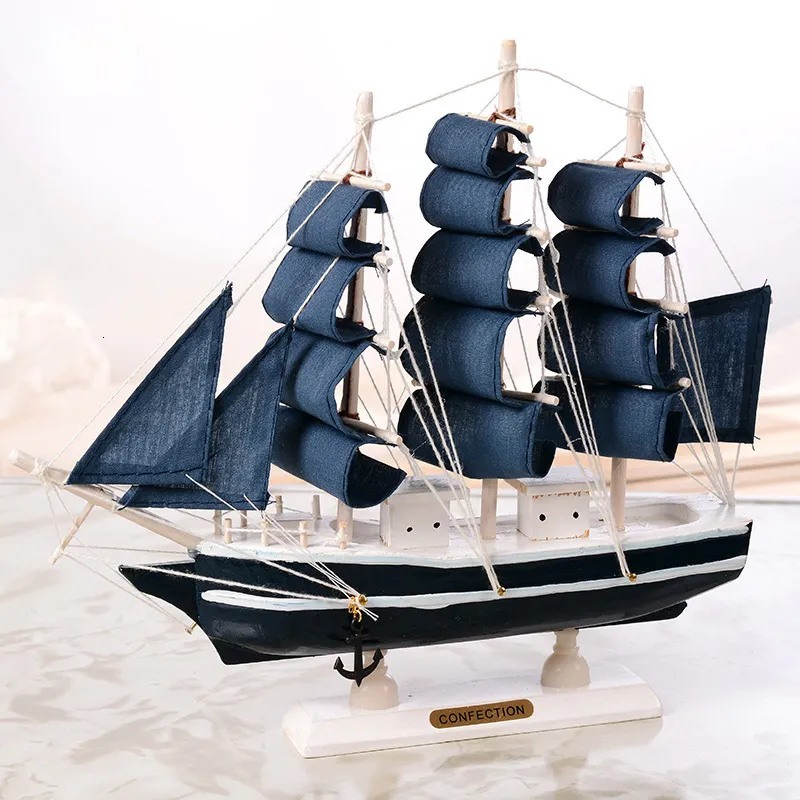 Modèle Décoratif Voilier En Bois - Miniature Marine 14 Cm - Décoration Maison Bureau Thème Nautique