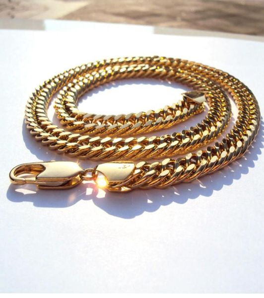 Modèle épais chunky 10 mm L Chain de liaison Miami Heavy 18 K Collier d'or jaune massif Men 24quot4422431