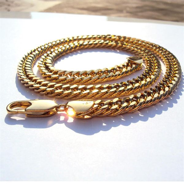 Modèle épais épais 10MM L MIAMI LINK chaîne lourde, collier en or jaune massif 18 carats pour hommes 24 276x
