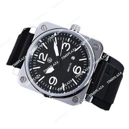 Modèle Top Brand Luxury Wristwatch Band de sangle en caoutchouc Quartz Bell Multifinection Business en acier inoxydable Men Ross Square Watch Gift Horloge