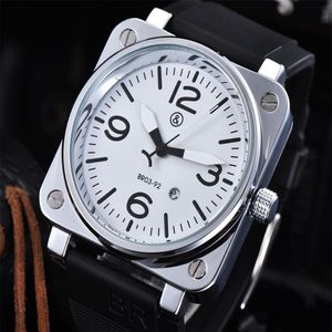 Modèle Top Marque De Luxe Montre-Bracelet Bracelet En Caoutchouc Bande Quartz Cloche Multifonction Affaires Boîtier En Acier Inoxydable Hommes Ross Square Montre 233w