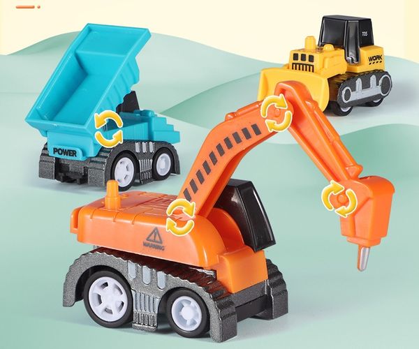 Modelo de juguete modelo de coche 6PCS modelo bloque de coche juguetes de aleación camión ingeniería modelo de vehículo excavadora grúa simulación coche de dibujos animados coche de juguete regalo de Navidad modelo de construcción