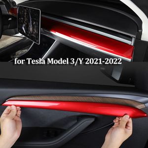 Couverture de panneau de tableau de bord de garniture de porte modèle Y pour Tesla modèle 3 2022 2021 accessoires intérieurs modèle 3 autocollant de décor de tableau de bord en Fiber de carbone ABS blanc