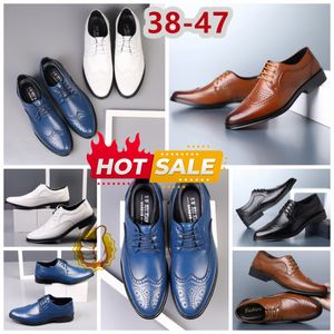 Modèles Chaussures habillées de créateurs formels Mans Noir Bleu Chaussures en cuir blanc Point Toe Costume de banquet de fête Chaussures de créateur à talons d'affaires pour hommes EUR 38-47 softy