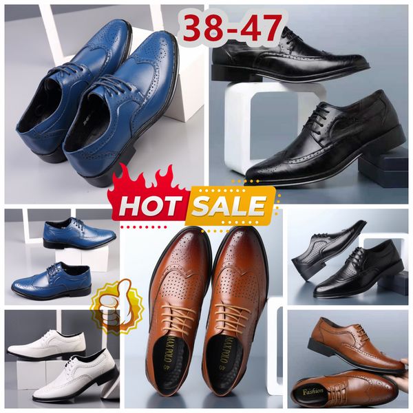 Modelos Zapatos de vestir de diseñador formal Hombre Negro Azul blanco Zapatos de cuero Punta puntiaguda traje de banquete de fiesta Tacones de negocios para hombres Zapatos de diseñador EUR 38-47