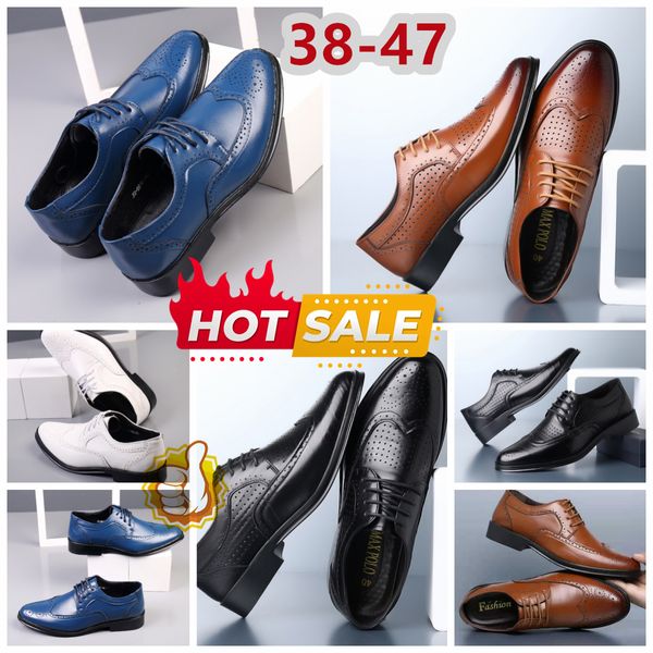 Modelos Zapatos de vestir de diseñador formal Hombre Negro Azul blanco Zapatos de cuero Punta puntiaguda Fiestas Traje de banquete Zapatos de diseñador de tacón de negocios para hombres EUR 38-47