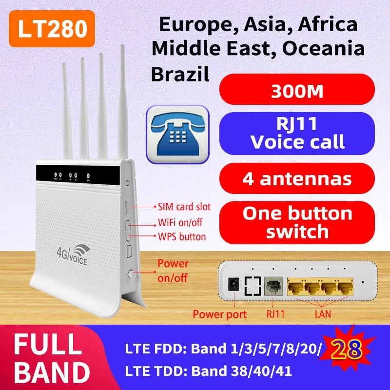 Módems LT280 Voz 4g Wifi Router RJ45 Puerto RJ11 CPE Europa Asia