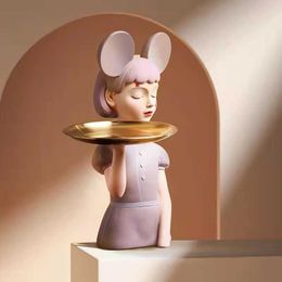 Moden Standbeeld Hars Moderne Woondecoratie Prachtige Girl Fairy Figurine Opbergvak Woonkamer Decor Accessoires Gift