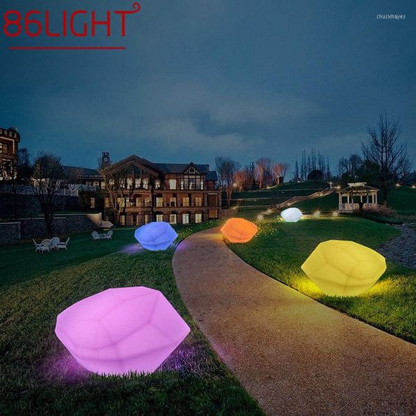 Lumières de pelouse électriques modernes, 16 couleurs, USB, pierre blanche 3D créative, avec télécommande, décor IP65 pour jardin et parc