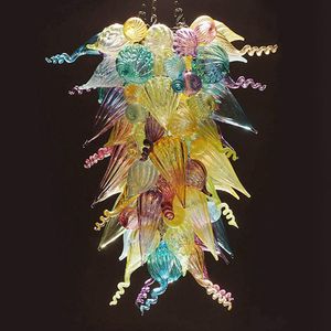 Lámpara moderna 2021 Nuevo diseño Flor multicolor Iluminación colgante Interior Soplado a mano Cristal de Murano Hotel Salón de bodas Luces de araña 50 por 100 cm