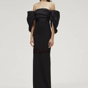 Robe De soirée noire moderne, épaules dénudées, gaine en Satin, longueur cheville, robes De bal, arabe, 2024