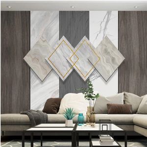 Modernes Papiers peints géométriques en marbre de luxe 3d lumière sur mesure papier peint mur trois dimensions fond canapé salon