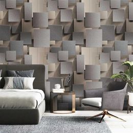 Moderne 3D-Gitter Vlies Wildleder Tapete für Wände Rolle Papel De Parede 3D Wohnzimmer Schlafzimmer TV Hintergrund Wand Papier Dekor Q327F