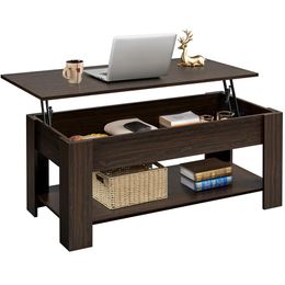 Table basse moderne de 47,5 "en bois avec étagère inférieure, table de canapé expresso