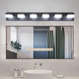 Luminaire de miroir de courtoisie moderne à 6 lumières à LED noires pour salles de bains et tables de maquillage