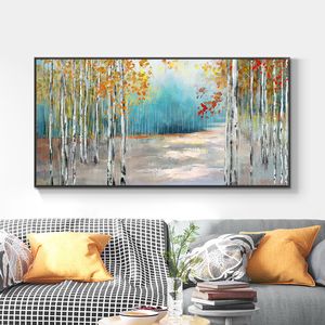 Pintura al óleo de árboles de arte abstracto moderno cuadro sobre lienzo para pared carteles e impresión de imagen nordoc para la decoración del hogar de la sala de estar