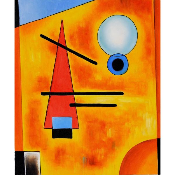 Lienzo pintado a mano pinturas al óleo abstractas líneas negras Cool Wassily Kandinsky hermosa obra de arte moderna decoración de pared de oficina