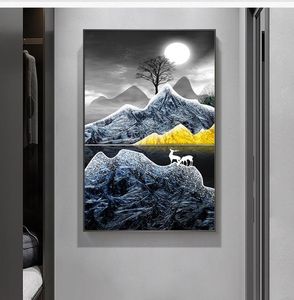Résumé moderne Black and Gold Snow Mountain Toivas PEINTURE D'ART MAURS IMAGES POUR LE SOIGNE DÉCORD HOME NO FRAM2745039