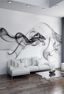 Résumé moderne Black and White Smoke Fog Mural Pape d'écran salon Salon Room Art Decor Home Decor Selfadhesive Imperproof 3D Sticker 21810737