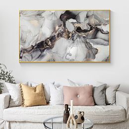 Modern abstract zwart gouden luxe poster marmeren canvas olieverfschilderij prints foto inkt Noordse muur kunst woonkamer decoratie