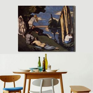 Toile abstraite moderne Art pastorale ou idylle 1870 Paul Cézanne peinture à l'huile à la main décor mural contemporain