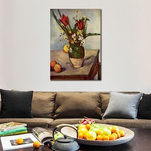 Toile abstraite moderne Art nature morte tulipes et pommes 1894 Paul Cezanne peinture à l'huile à la main décoration murale contemporaine