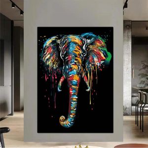 Modern abstract kleurrijke olifantenolie schilderen gedrukt op canvas dierenposters muurkunst foto's voor woonkamer hoom decor