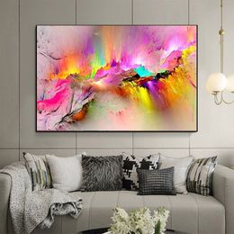 Modern abstract kleurrijke landschap canvas schilderposters en prints decoratieve muurkunstfoto voor woonkamerbesparen