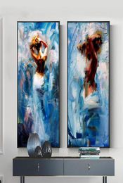 Modern Abstract Dancing Girl Portret Oil Painting on Canvas 2pcset Grote canvas schilderwandrol voor woonkamer slaapkamer9707952