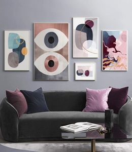 Moderne abstrait oeil ligne géométrique mur Art toile peinture nordique affiches et impressions photos murales pour salon décor à la maison 7902941