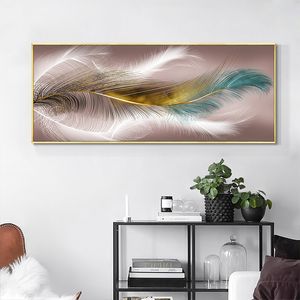 Moderne abstrait plumes peinture sur toile impression nordique affiche mur Art photos pour salon décor à la maison Cuadros pas de cadre