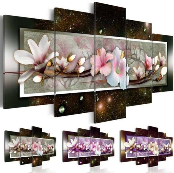Fleurs abstraites modernes décor à la maison fleurs de Magnolia peinture à l'huile décorative sur toile tableau d'art mural pour salon sans cadre 3194569