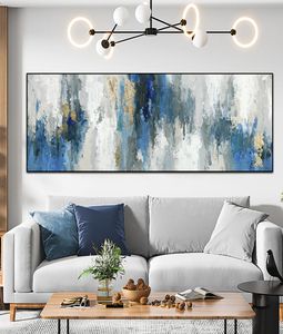 Pinturas al óleo abstractas modernas impresas en lienzo, imágenes artísticas de pared azul nórdico, carteles en lienzo para decoración de pared del hogar y sala de estar 4913861