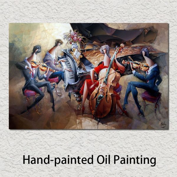 Pinturas abstractas modernas, banda de concierto, arte bodegón pintado a mano, óleo sobre lienzo para decoración de pared de habitación de oficina, 265k