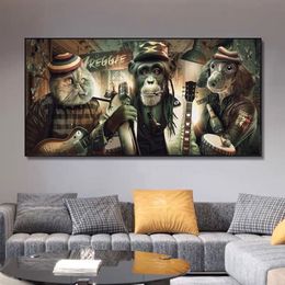 Gafas de humo abstractas modernas, carteles e impresiones de mono de Hip Hop, pintura en lienzo, arte de pared para sala de estar, decoración del hogar, Cu233z