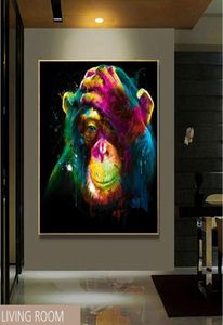 Peinture à l'huile de singe de pensée abstraite moderne sur toile, idée supérieure, décoration de maison, graffitis, images d'art mural pour affiches de salon et 4342416