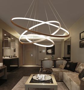 Luces colgantes LED modernas Lámpara de anillo LED Blanco / Negro / Color dorado para oficina Comedor Sala de estar