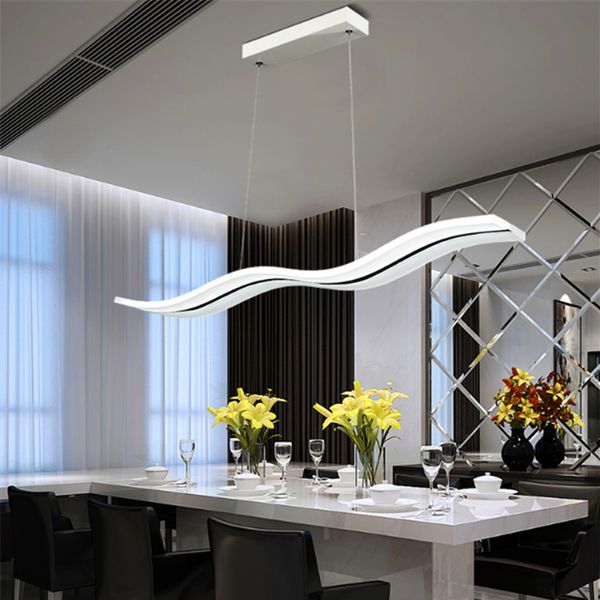 Moderne acylic led pendentif éclairage ondulé s modèle lustres 38w dimmable droplight pour salon salle à manger ac85265v gratuit