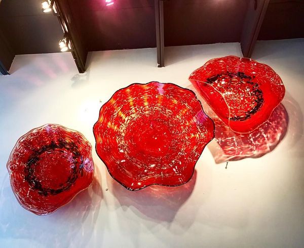 Lámpara colgante de cristal de Murano para decoración de pared de baño, iluminación de estilo americano moderno, color rojo elegante, para interiores