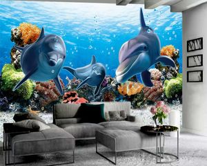 Moderne Animal Mural 3D Wallpaper 3D Dolphin Wallpaper Woondecor Living Room Slaapkamer Wandbekleding HD 3D Wallpaper