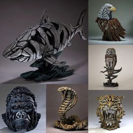 Sculpture moderne en résine animale, requin, tigre, Lion, singe, tenture murale, décoration 3D, Figurine de la faune, artisanat, décoration de salle familiale, 231227
