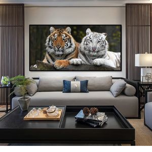 Pósteres e impresiones de animales modernos, cuadro sobre lienzo para pared, dos lindos cuadros de tigres para decoración del hogar, sala de estar, sin marco