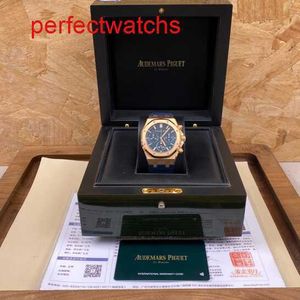 Modern AP pols horloge Male Royal Oak Series 26240or Rose Gold Blue Plate Belt Recay Sports Back Transparant automatisch mechanisch horloge