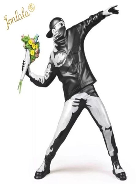 Art Art Banksy Flower Bomber Resin Figurine England Street Sculpture Statue Polystone Figure Collectible 2112299430900